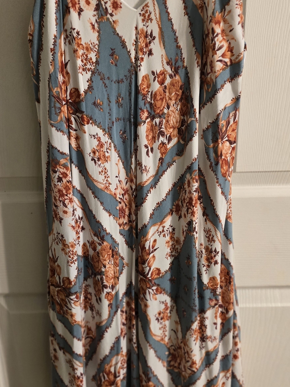ANDREE BY UNIT Blue and Rust Floral Maxi Skirt
